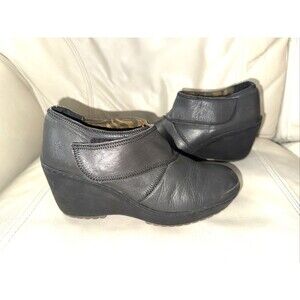 Fly London Leather Ankle Boots Platform Wedge Womens Sz 37 6-6.5 Gray